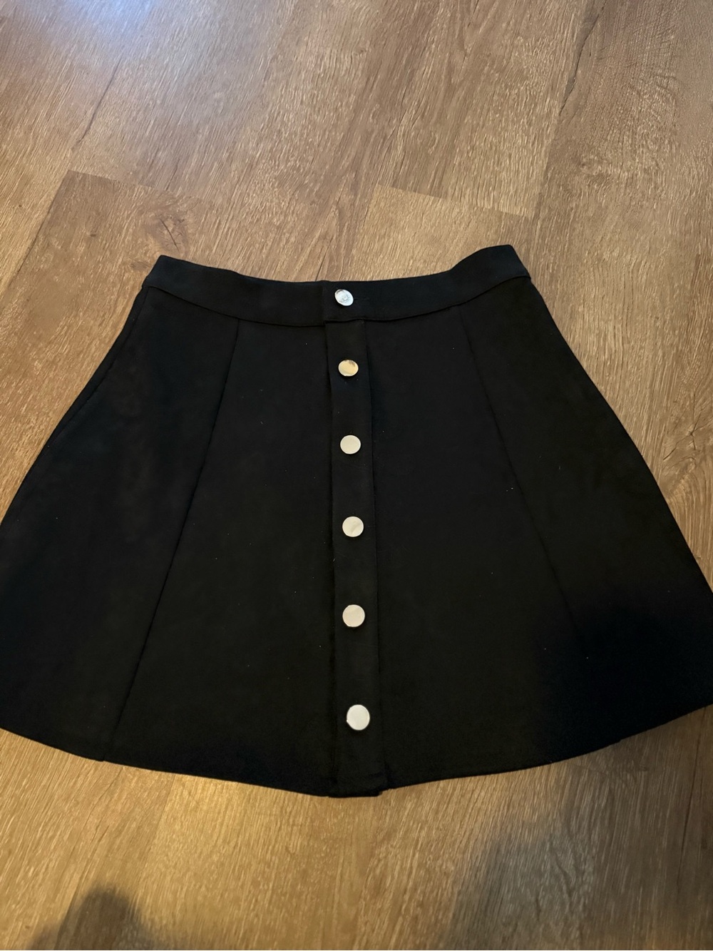 Allegra K Black Button-Front Skater Skirt